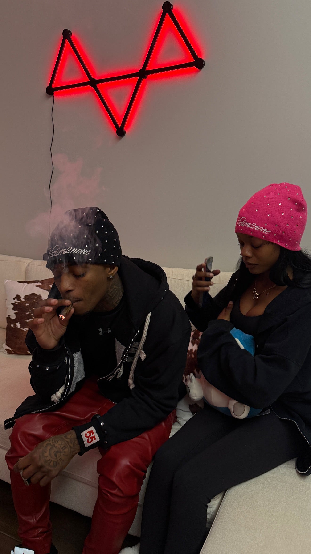 MAGENTA PINK RHINESTONE BEANIE