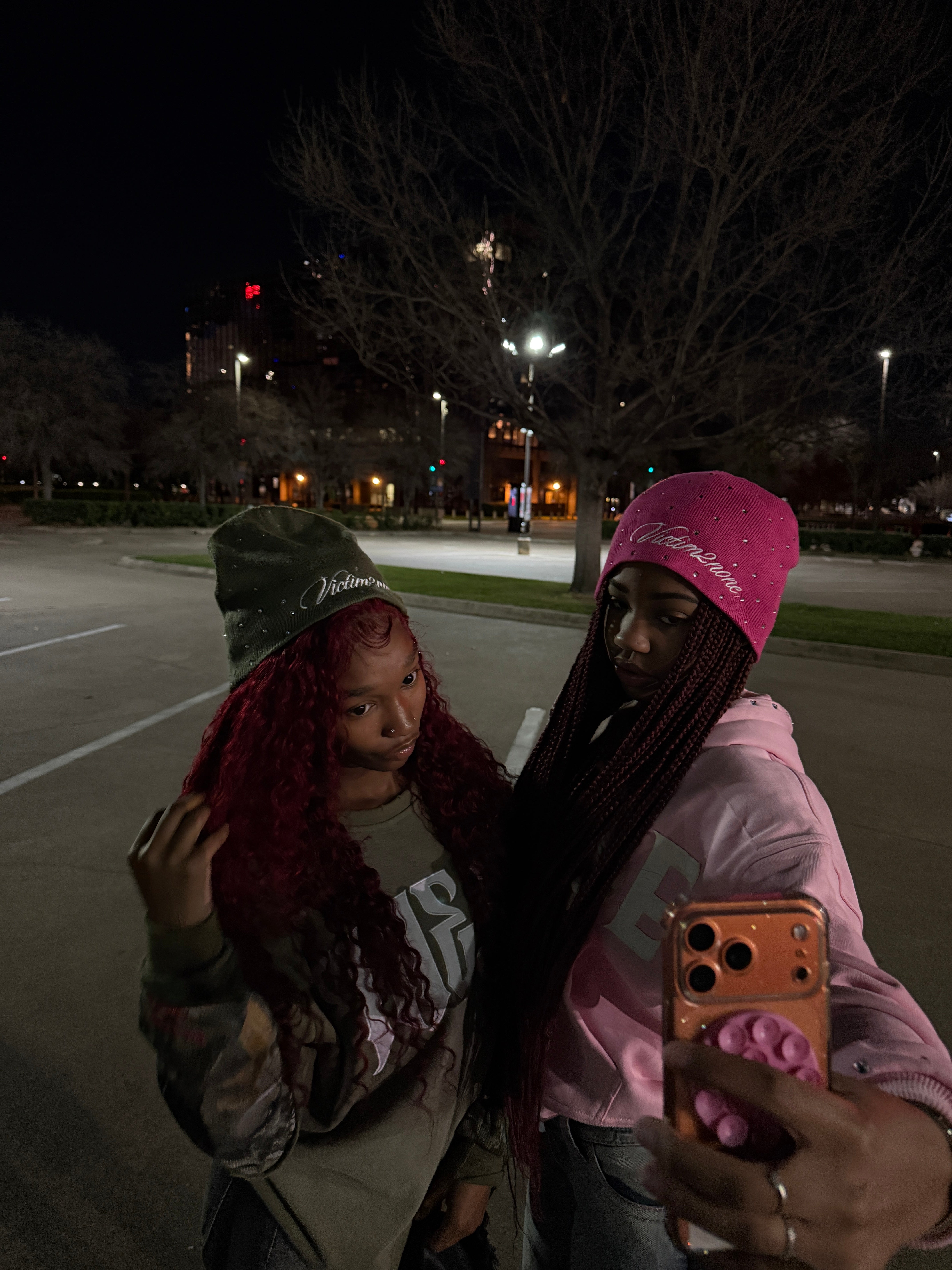 MAGENTA PINK RHINESTONE BEANIE
