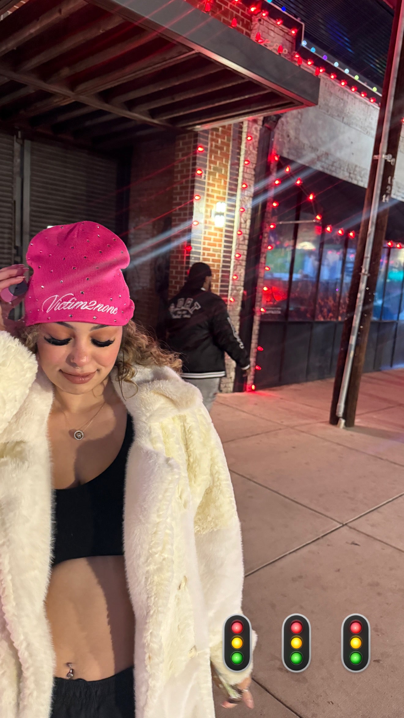 MAGENTA PINK RHINESTONE BEANIE